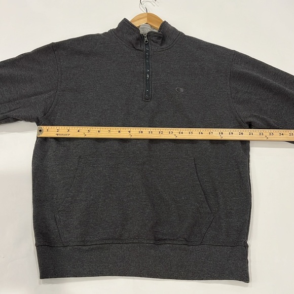 Champion Men's Powerblend Quarter-Zip gray sweatshirt, size medium - Picture 7 of 8
